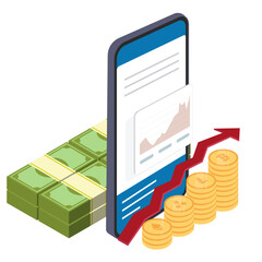 Concept of mobile payments. Earning money to your e-wallet.