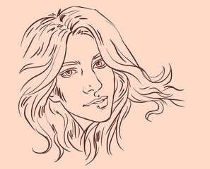 girl with long hair vector for card decoration illustration