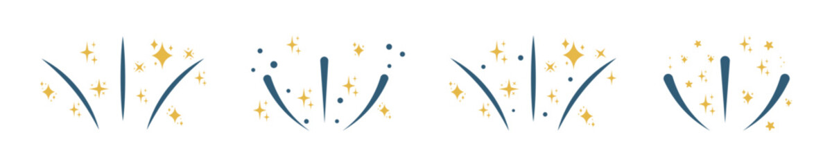Set of firework vector icons. Firecracker and star icons. Vector 10 Eps.