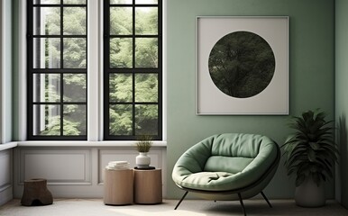 Green Interior Design with a Couch.