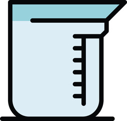 Lab beaker icon outline vector. Laboratory test. Science research color flat