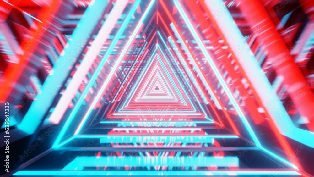 Poster 3d abstract futuristic neon tunnel background animation, glowing lines. looping seamless animation