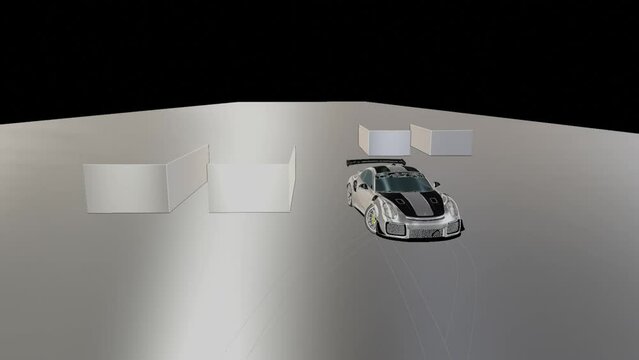 3D animation of sports car driving