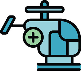Rescue helicopter icon outline vector. Sea search. Aerial ambulance color flat