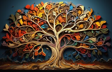 Fantasy Style Tree Stylized, Colorful