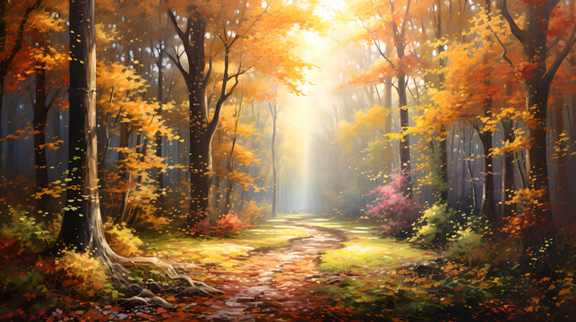autumn forest landscape Generative AI