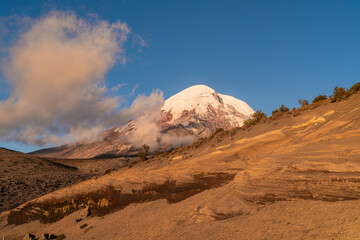 Fototapeta na wymiar Amazing Chimborazo volcano, located in the Andes mountain range of Ecuador.