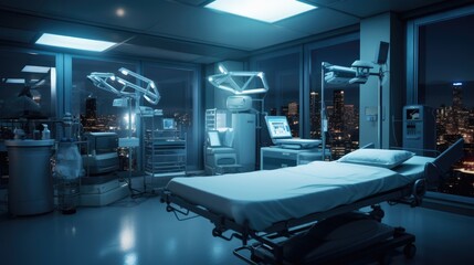 A surgical room with bright lights, a testament to advanced healthcare facilities. Generative AI