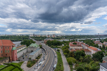 Obraz premium view of the Vistula River in Warsaw from above