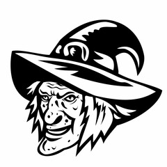 Witch Sorceress Head Mascot Isolated