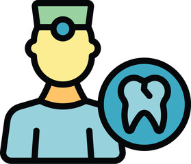Tooth doctor icon outline vector. Medical hospital. Clinic health color flat