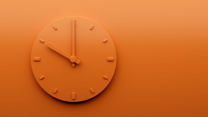 3D illustration of an orange clock on an orange background