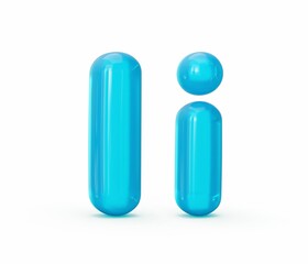 3d render of the capital and small letter I made of blue liquid isolated on the white background
