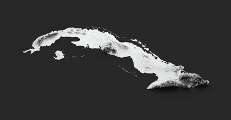 Illustration of Cuba relief map on a dark background