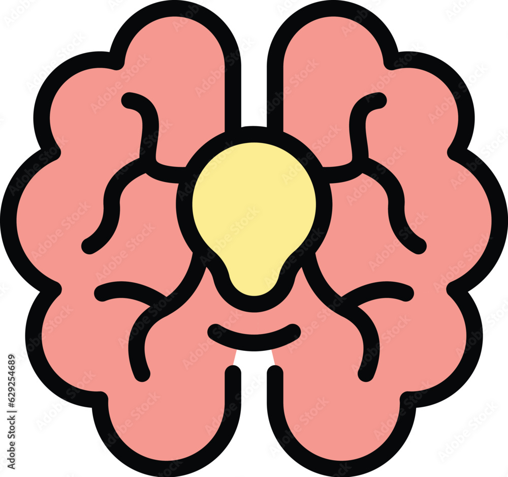 Poster brainstorming icon outline vector. brain think. people solution color flat