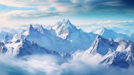 Fototapeta na wymiar Landscape illustration of alps with a snow rock mountain. Created with Generative AI