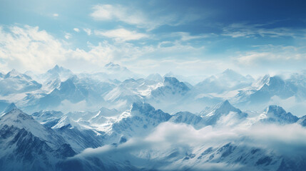Fototapeta na wymiar Landscape illustration of alps with a snow rock mountain. Created with Generative AI