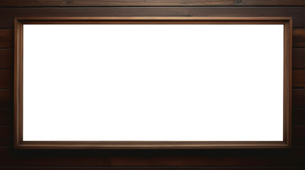 Obraz premium illustration of wooden frame with blank banner on wood wall. Created with Generative AI 