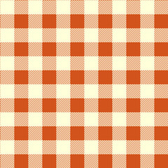 Gingham seamless pattern.orange background texture. Checked tweed plaid repeating wallpaper. Fabric design.