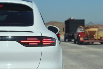 Closeup of rear tail light on car. 