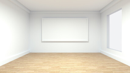 room with photo frame 3d rendering