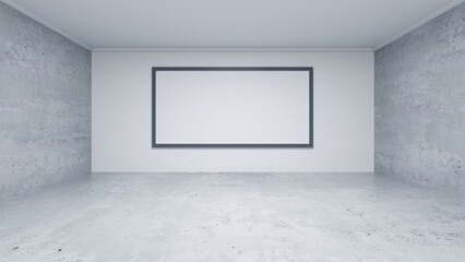 room with photo frame 3d rendering