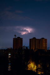 Obraz premium Lightning over the city. Lightning in the sky