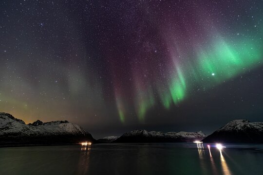 Nothern Light above the fjords in norway