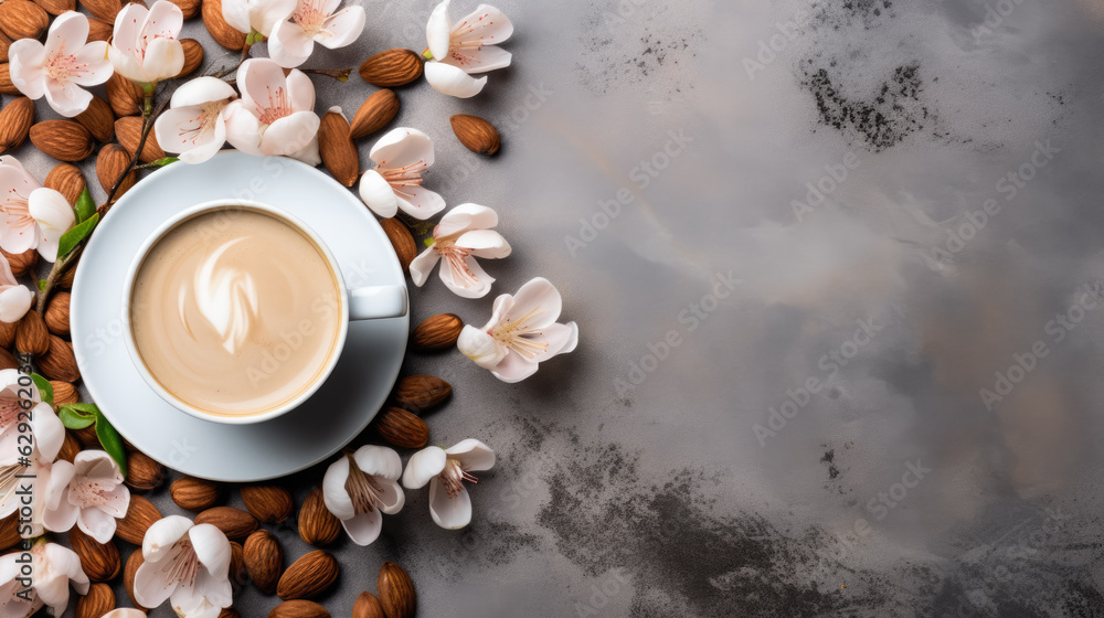 Aufkleber almond cardamom latte background with empty space for text