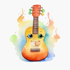 Cute Guitar Watercolor Clipart
