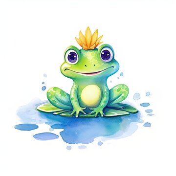 Playful Frog Watercolor Clipart