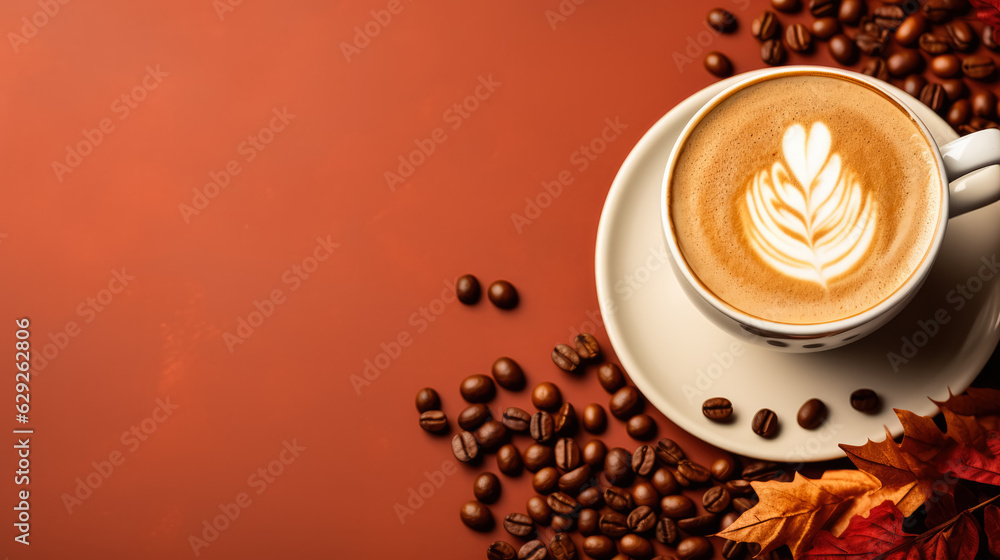 Aufkleber maple pecan latte background with empty space for text