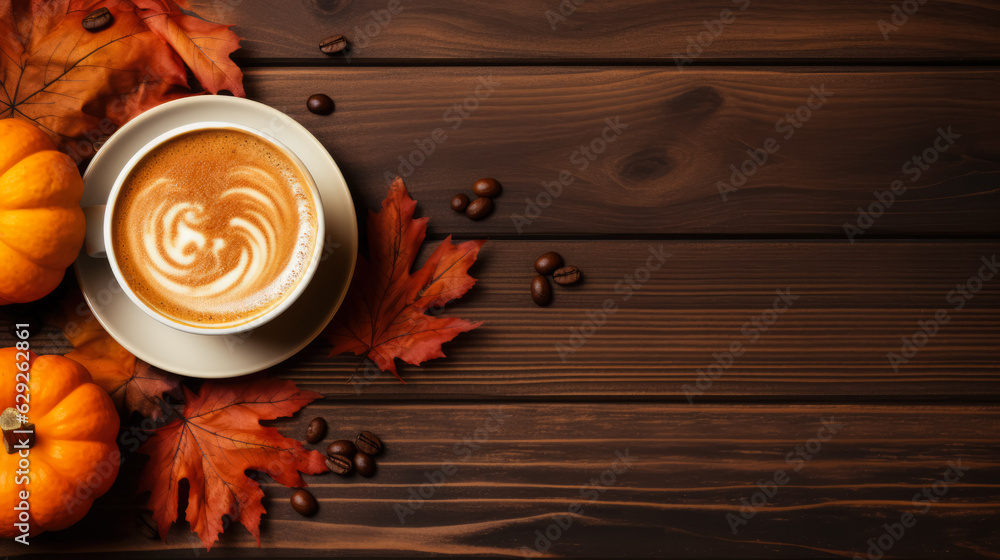Aufkleber pumpkin chai background with empty space for text
