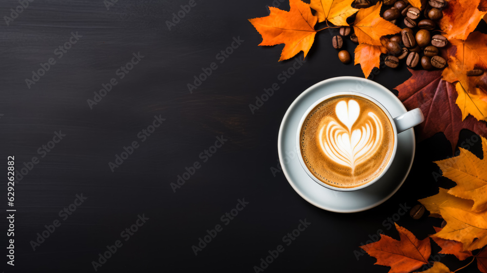 Aufkleber pumpkin spice latte background with empty space for text