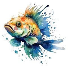 Catfish Watercolor Clipart