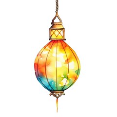 Obraz premium Christmas Hanging Light in Yellow Tones Watercolor Clipart