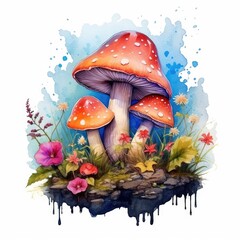  Watercolor Mushroom Clipart