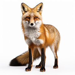 Fototapeta premium Red fox in winter isolated on white background 