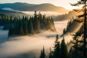 Obraz premium sunrise over the lake generated ai