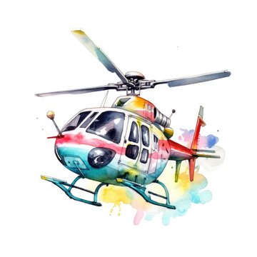 watercolor helicopter colorful flying clip art preview