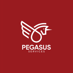 Pegasus Logo Icon Design Template. Line, Minimalist, Modern, Wing, Mystic Vector