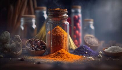 Spice Sensation: An Assortment of Spices and Herbs for Every Dish and Occasion - ai generated