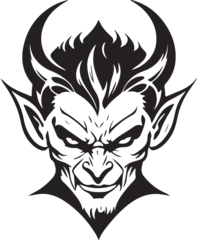 Fotobehang Digital illustration of an evil devil face on a white background © Alex Avasaf/Wirestock Creators