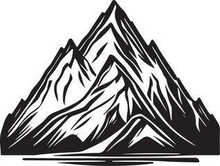 Digital illustration of a simple mountain silhouette logo on a white background