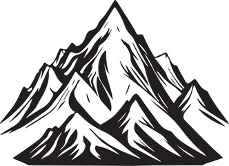 Digital illustration of a simple mountain silhouette logo on a white background