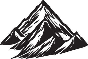 Digital illustration of a simple mountain silhouette logo on a white background