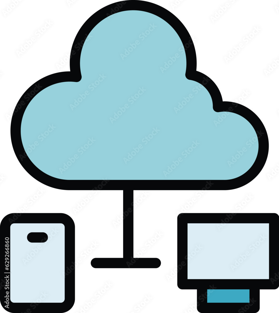 Poster cloud network icon outline vector. code verification. secure certificate color flat