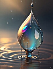 Fototapeta premium Captivating raindrop refraction art: Experience fleeting elegance as light bends through the droplet's surface in this mesmerizing AI creation.