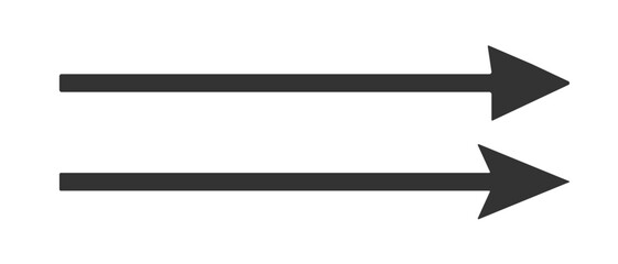 Long horizontal arrow. Black straight arrow to the right. Vector icon.