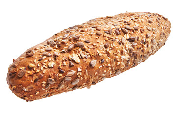  SIngle cereal wholemeal bread over white isolated background